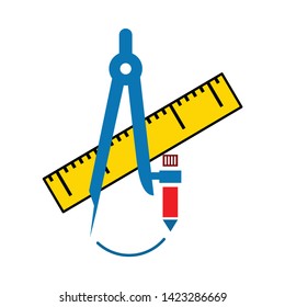 Ruler and drawing compass icon. flat illustration of Ruler and drawing compass vector icon for web