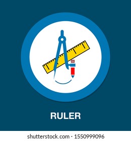 Ruler and drawing compass icon. flat illustration of Ruler and drawing compass vector icon for web