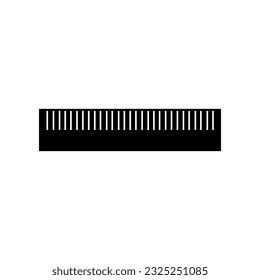 Ruler Fill Icon Symbol Vector. Black Glyph Ruler Icon