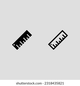 ruler fill and outline icon set isolated vector illustration