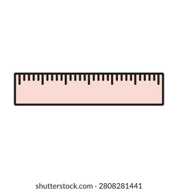 Ruler filled outline icon. Measuring scale straightedge color vector illustration isolated on white background. Back to school design element.