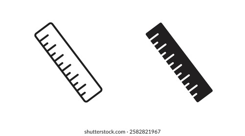 Ruler filled and outlined icons vectors on white background