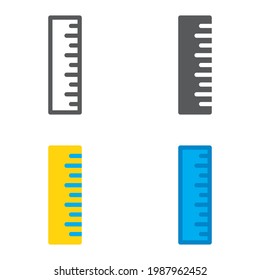 Ruler Flat designed icons set. Vector illustration.
