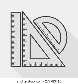 Ruler flat icon with long shadow, line icon