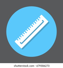 Ruler flat icon. Measure round colorful button, circular vector sign, logo illustration. Flat style design