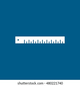 Ruler Flat Icon On Blue Background