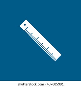 Ruler Flat Icon On Blue Background