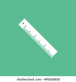 Ruler Flat Icon On Green Background