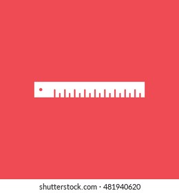 Ruler Flat Icon On Red Background
