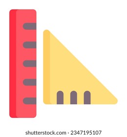 Ruler in flat icon. Triangle, centimeter, measurement, geometric, school material