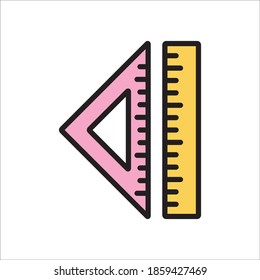 Ruler Flat Icon Vector Logo Template Illustration