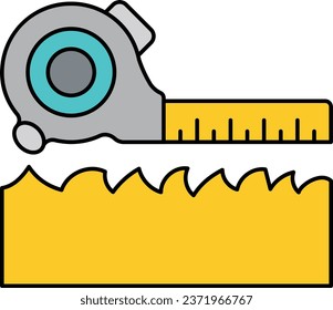 Regla con planchas en el suelo diseño de iconos de color vectorial, símbolo Handyman Service, signo de Reparación de la Casa, ilustración de material de Contractores de Ingeniería Civil y Construcción, concepto de losa de madera en bruto de medición