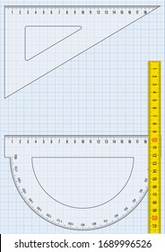 Ruler, folding rule, graph paper