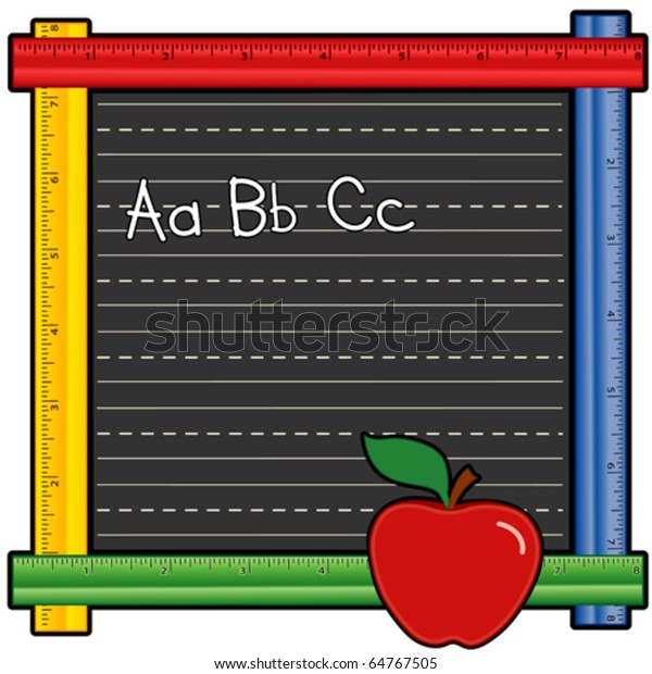Ruler Frame Chalkboard Abc Chalk Writing Stock Vector (Royalty Free
