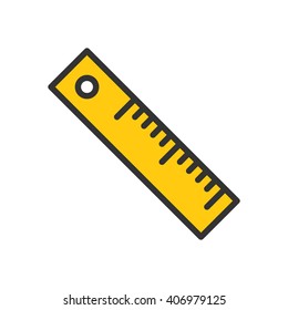 Ruler fully scalable vector icon in outline style.