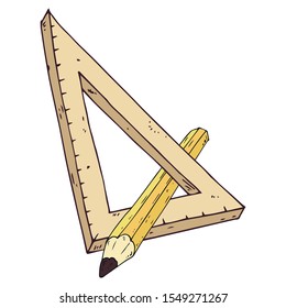 Ruler for geometry icon. Vector illustration of a ruler. Hand drawn drawing and drawing tool.