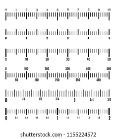 Ruler graduation. Ruler measure with precision divisions, measurement size tool scale, vector illustration