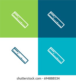 Ruler green and blue material color minimal icon or logo design