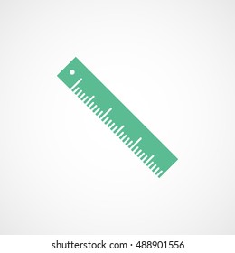 Ruler Green Flat Icon On White Background