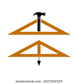 Design-Konzepte für das Vektorlogo von Lineal und Hammer