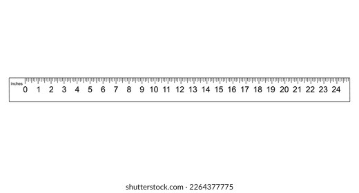 Ruler icon from 0 to 36 inches isolated on the white background. Vector