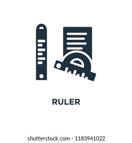 Ruler icon. Black filled vector illustration. Ruler symbol on white background. Can be used in web and mobile.