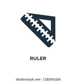 Ruler icon. Black filled vector illustration. Ruler symbol on white background. Can be used in web and mobile.