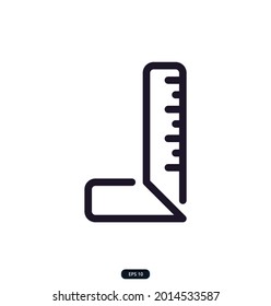 ruler Icon. building, construction Elements and home repair tools icons.  Set for Web and App Include of Roller Brush, Trowel, Shovel, and Window. Vector illustration