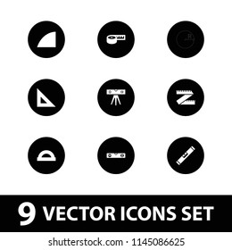 Ruler icon. collection of 9 ruler filled icons such as protractor, angle, measuring tape. editable ruler icons for web and mobile.