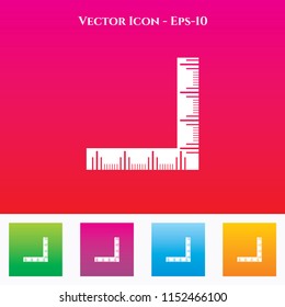 Ruler Icon in Colored Square box. eps-10