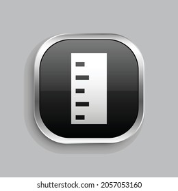 ruler icon design. Glossy Button style rounded rectangle isolated on gray background.. Vector illustration