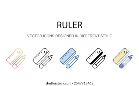 Ruler icon design with white background stock illustration