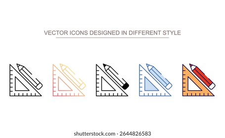 Design de ícone de régua com ilustração de estoque de fundo branco