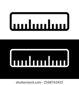 Ruler icon. Designation of dimensions or dimensions. Measurement or drawing attribute. Mathematical or geometrical symbol. Web icon.