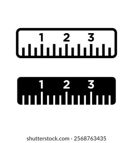 Ruler icon. Designation of dimensions or dimensions. Measurement or drawing attribute. Mathematical or geometrical symbol. Web icon.