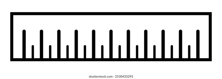 Ícone Régua. Ícone Educação. Símbolo de medida do comprimento. Conceito isolado de governante escolar. Régua de distância, geometria escolar, matemática, papel de carta, material escolar, medição de comprimento. Ilustração de vetor plano.