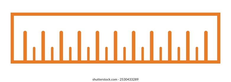 Ícone Régua. Ícone Educação. Conceito isolado de governante escolar. Símbolo de medida do comprimento. Régua de distância, geometria escolar, matemática, papel de carta, material escolar, medição de comprimento. Ilustração de vetor plano.