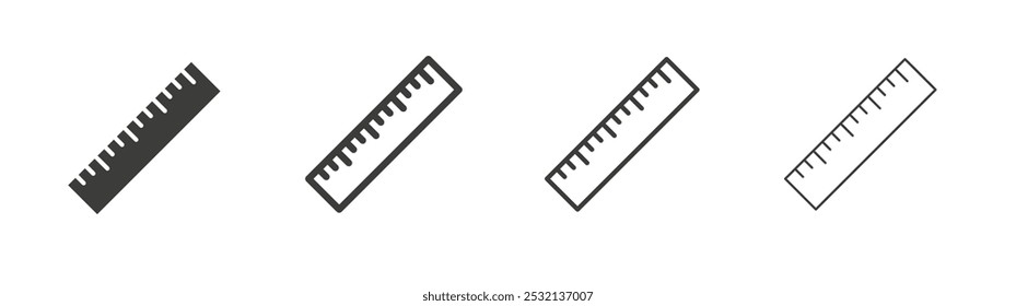 Ruler icon in fill and three stroke sizes