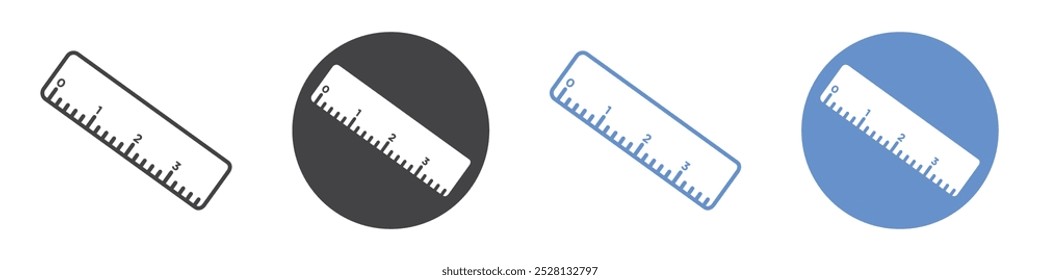 Icono de Regla Arte plano en blanco y negro aislado