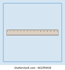 ruler icon in flat design with shadow. Stationery theme symbol. vector illustration. school and office supplies.