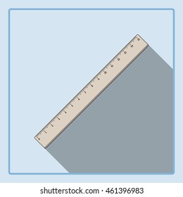ruler icon in flat design with soft long shadow. Stationery theme symbol. vector illustration. school and office supplies. 