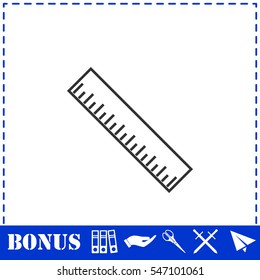 Ruler icon flat. Simple vector symbol and bonus icon