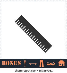 Ruler icon flat. Simple vector symbol and bonus icon