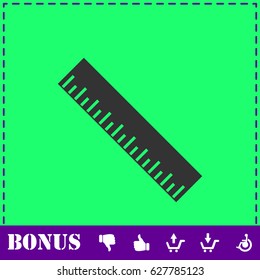 Ruler icon flat. Simple vector symbol and bonus icon