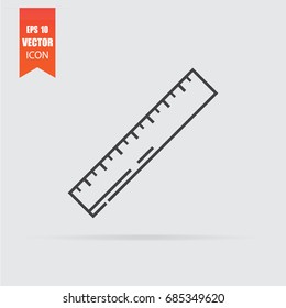 Ruler icon in flat style isolated on grey background. For your design, logo. Vector illustration.