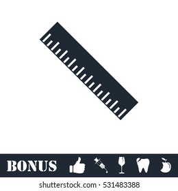 Ruler icon flat. Vector illustration symbol and bonus pictogram