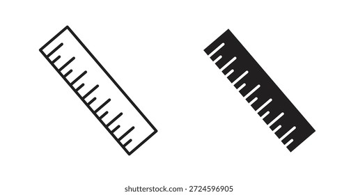 Ruler icon glyph and line set thin line symbol concept.