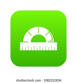 Ruler icon green vector isolated on white background