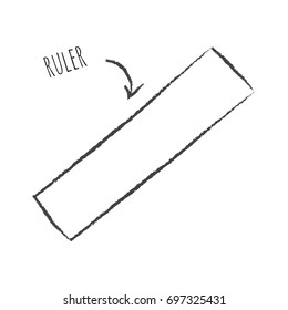 Ruler icon in hand drawn style for web and creative design. Vector illustration. Isolated on white