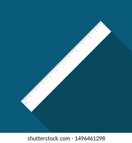The ruler icon with inch. Ruler symbol. Flat Icon